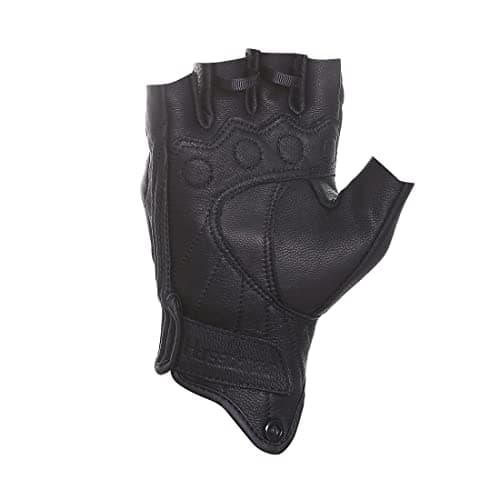 Harssidanzar Mens Leather Fingerless Motorcycle Gloves GM037