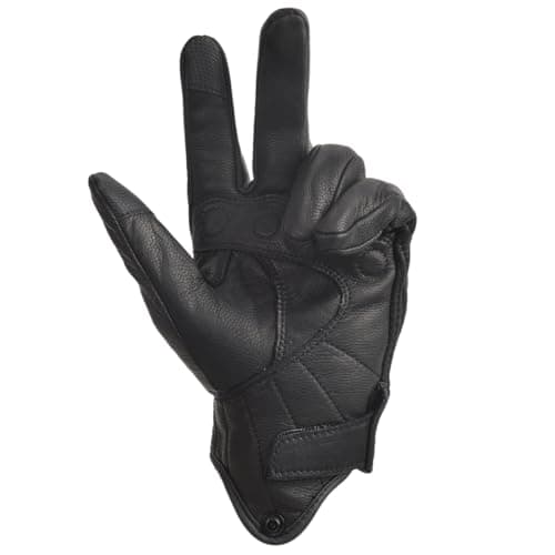 Men's Touchscreen Leather Motorcycle Gloves Black Protection Riding Biker Gloves