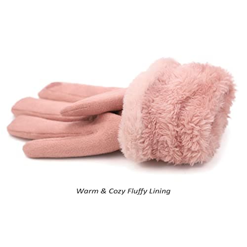 Thermal Touch Screen Gloves for Men & Women (Pink, One Size)
