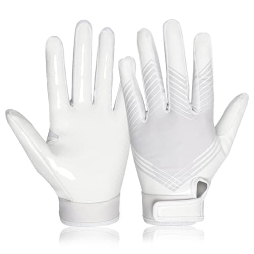 Football Gloves for Men, Youth, and Adults with Super Tacky Grip — White