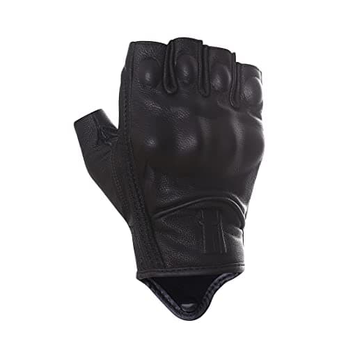 Harssidanzar Mens Leather Fingerless Motorcycle Gloves GM037