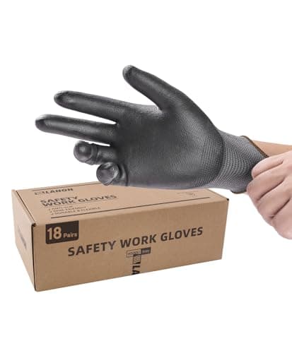 Lanon Breathable PU Coated Safety Work Gloves, Grey, Large