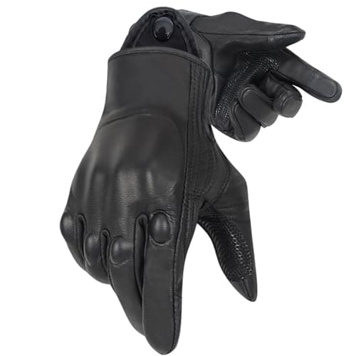 Vintage Leather Motorcycle Gloves for Men, Touchscreen Protection and Padding