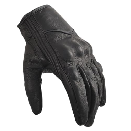 Men's Touchscreen Leather Motorcycle Gloves Black Protection Riding Biker Gloves