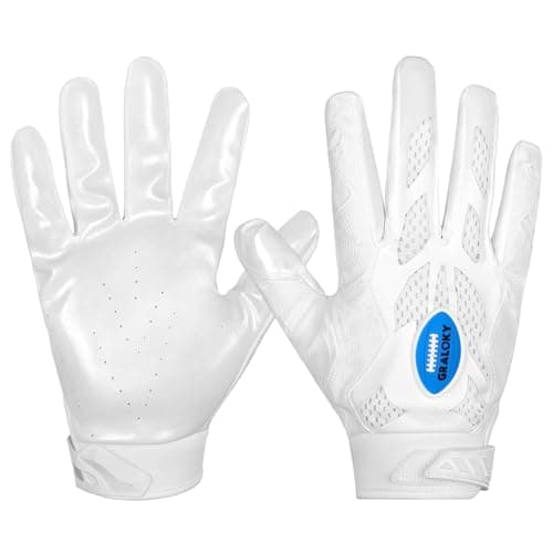 Youth and Adult Silicone Grip Football Gloves — White