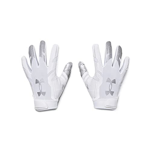 Under Armour Boys' F8 Football Gloves - Performance FIT — White (100)/Metallic Silver