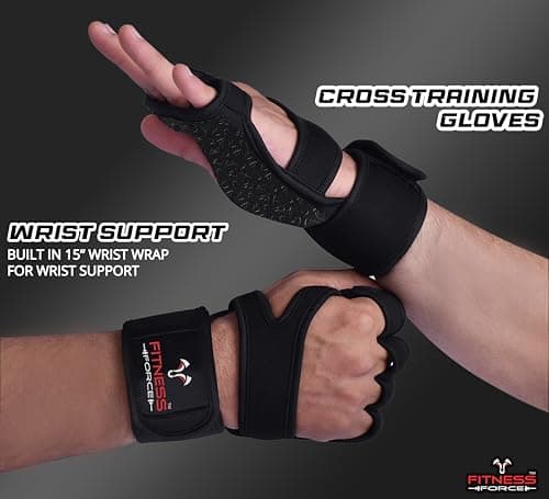 FITNESS FORCE Ventilated Wrist Support Gloves for Workouts Weightlifting & Cross Training