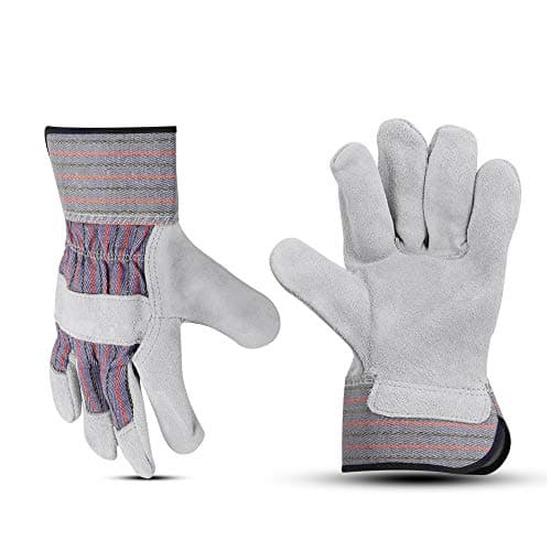 Cowhide Split Leather Safety Gloves with Rubberized Cuff — Short Cuff