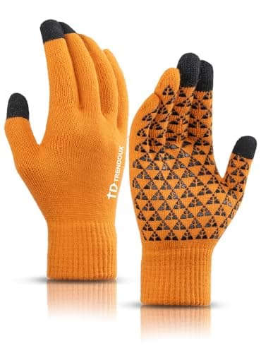 TRENDOUX Winter Gloves for Men & Women - Touch Screen Cold Weather Thermal Knit Gloves — Orange