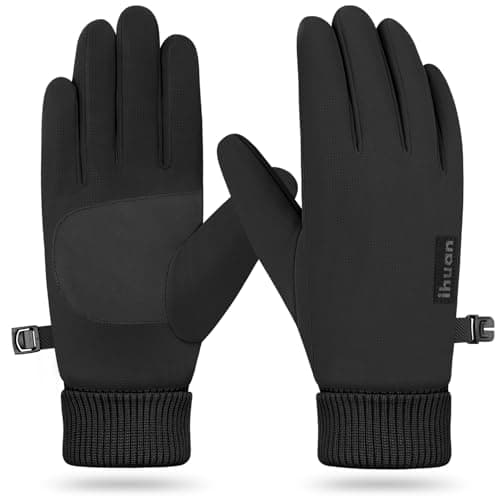 ihuanWinter Waterproof Gloves for Men & Women - Cold Weather Touchscreen Friendly Ski Running Cycling — Black