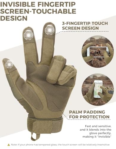 KEMIMOTO Men's Touchscreen Motorcycle Gloves with Hard Shell & Palm Padding