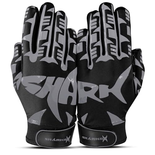 Ultra-Sticky Non-Slip Football Gloves for Youth, Adult, Kid Sizes — Grey