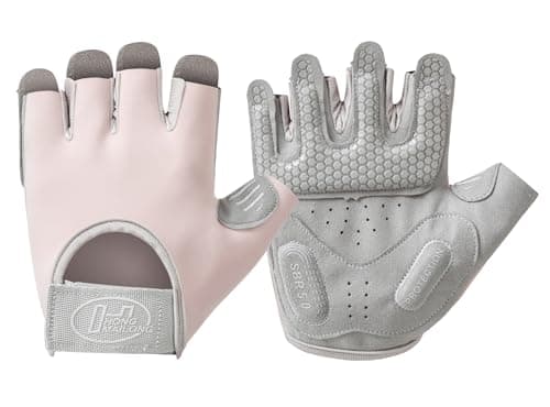 Anti-Slip Fingerless Workout Gloves for Men & Women, Great for Weightlifting — Pink