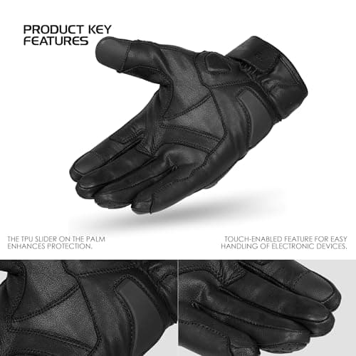 Vortex Motorcycle Gloves for Men/Women, Touchscreen Cowhide Leather, Summer Knuckle & Finger Protection