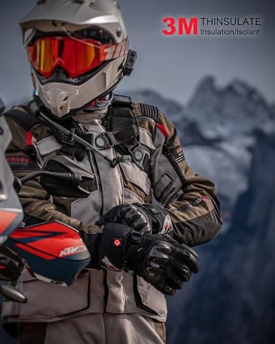 BORLENI Electric Heated Motorcycle Gloves-Waterproof Touchscreen 3000mAh Battery Cold Weather Riding