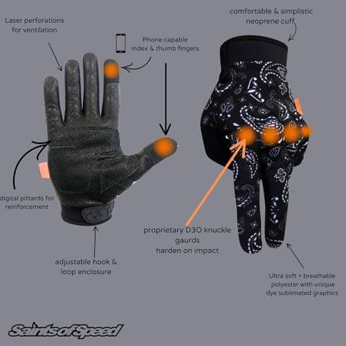 Saints of Speed Motorcycle Gloves – Knuckle Protection, Touchscreenatoiallowedpalmsstdirtbikeriding