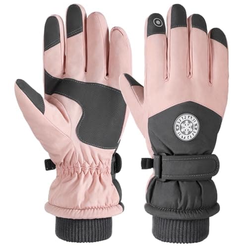 Pleneal Winter Ski Gloves Windproof Waterproof Touchscreen Anti-Slip Warm — Pink