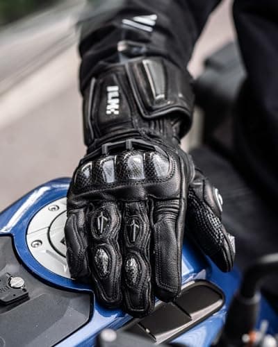 ILM Air Flow Leather Motorcycle Gloves (L, Black)