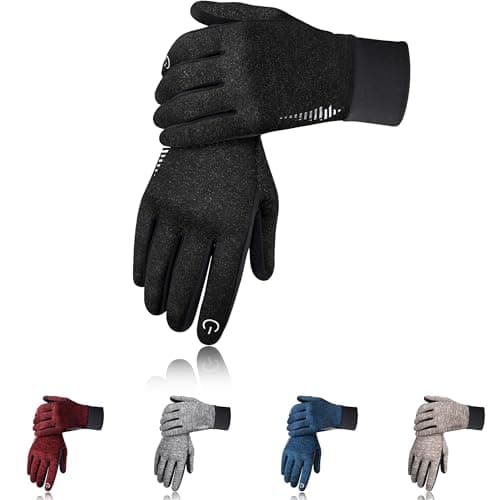 Winter Gloves for Women and Men - Warm, Windproof, Touchscreen, Snow Skiing Thermal Liners - for Cycling, Running, Driving, Walking, Hiking, and Commuting. — Black