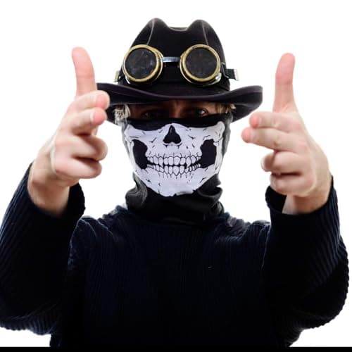ONEINHE Halloween Skeleton Gloves with Skull Face Mask for Adult Cosplay Party