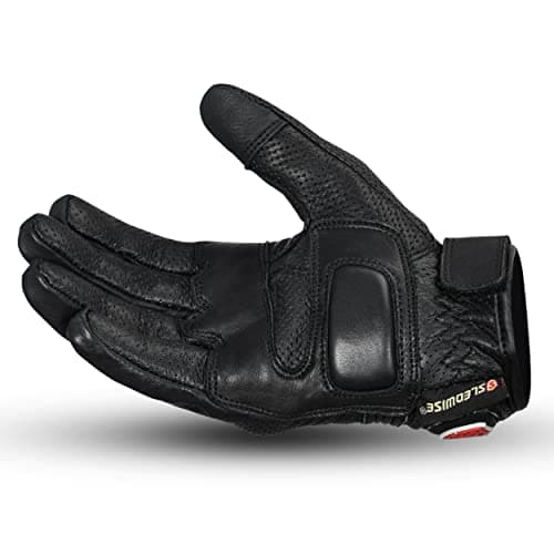 100% Cowhide Leather Motorcycle Gloves for Men, Touchscreen, Breathable, Knuckle Protection