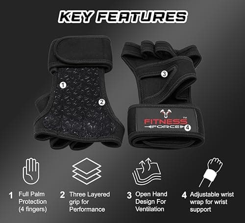 FITNESS FORCE Ventilated Wrist Support Gloves for Workouts Weightlifting & Cross Training