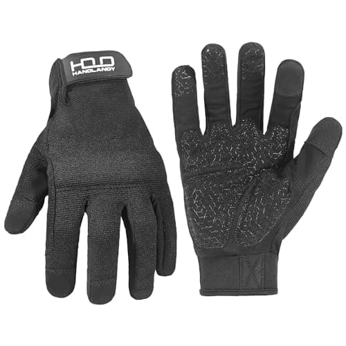 HANDLANDY Touch Screen Utility Gloves for Men & Women — Black- Grip