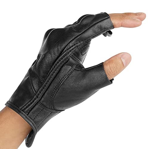 Leather Motorcycle Gloves for Men Half Finger Knuckle Armored Riding