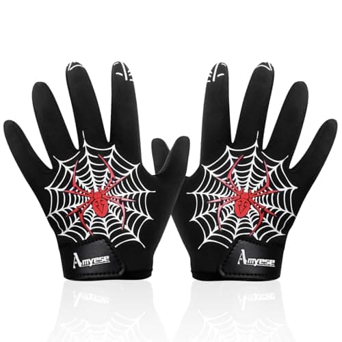 Sticky Silicone Palm Football Gloves for Kids Boys Girls — red spider