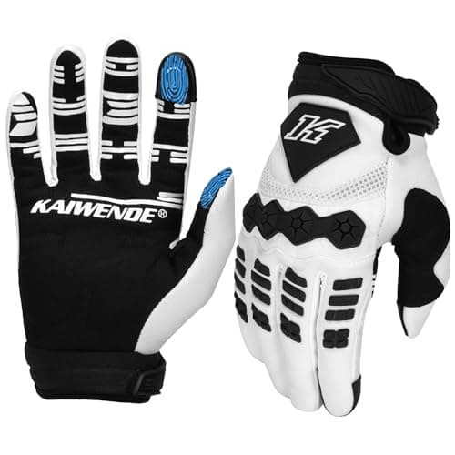 Men's MTB Gloves for Dirt Bike Riding (White, Large)
