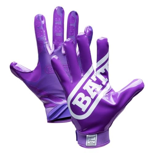 Battle Sports Ultra Stick Football Gloves - For Adults and Youth — Purple