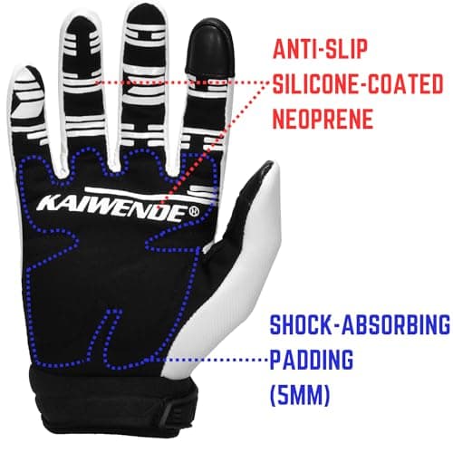 Men's MTB Gloves for Dirt Bike Riding (White, Large)