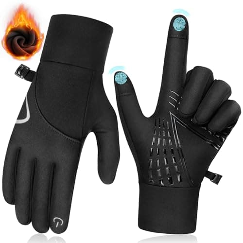 RUIXUE Windproof Anti-Slip Thermal Gloves - Warm, Soft, Stretchy, Touch Screen, Splash-Proof — 01bk