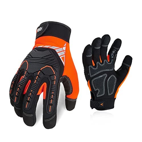 Vgo 3-Pairs Heavy Duty Synthetic Leather Mechanic Gloves, Size L, Black — 1 Pair - Orange -Impact