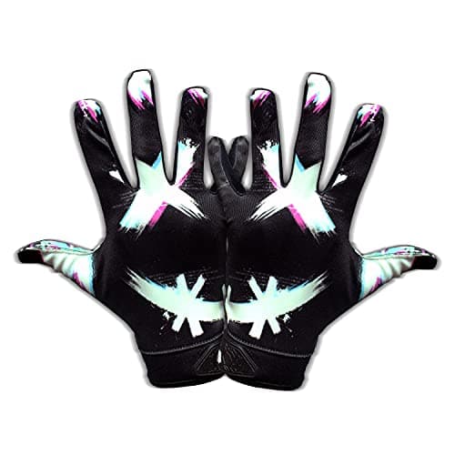 Tacky Grip Jester Cross Eyes Football Gloves - Adult & Youth Sizes