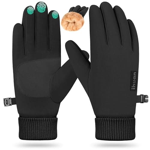 ihuanWinter Waterproof Gloves for Men & Women - Cold Weather Touchscreen Friendly Ski Running Cycling