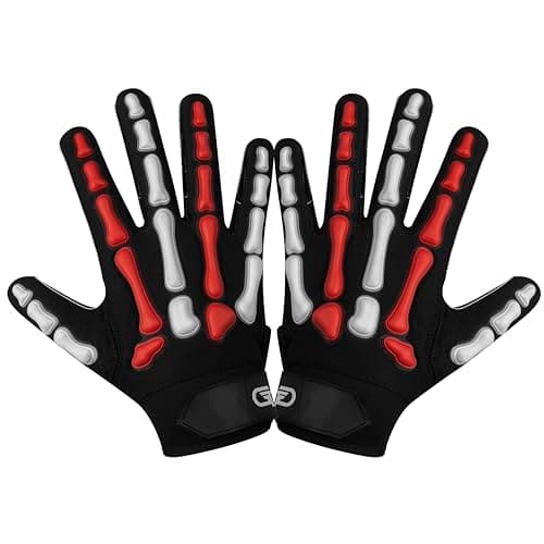 Glorious Traders Wide Receiver Football Gloves with Super Sticky Grip, Black & White — Multi