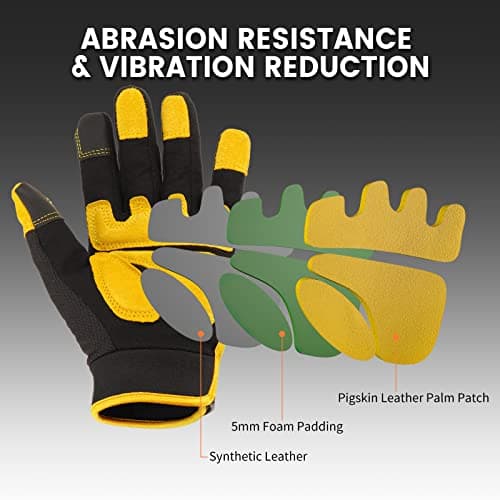 Men's Utility Work Gloves for Construction, Warehouse, and Truck Driving.