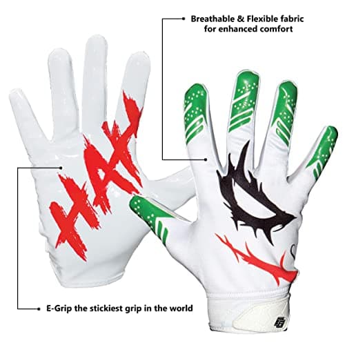 Essential Wear Youth & Adult White Football Gloves - Super Tacky Grip Performance Enhancers