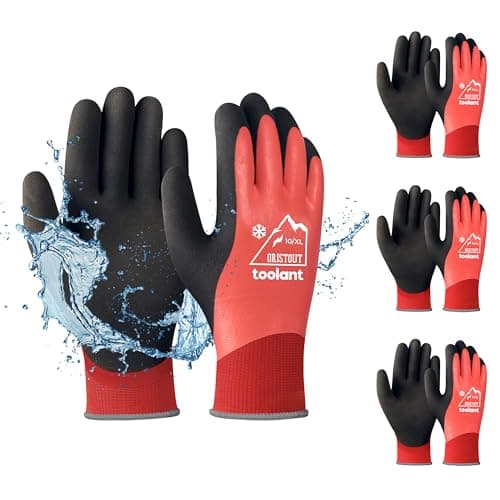 OriStout Men's & Women's Waterproof Winter Gloves, Touchscreen, Freezer Insulated for Cold Weather — Red-3 Pairs
