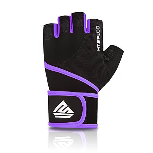 Men's & Women's Workout Gloves - Full Palm Pad, Wrist Support, Enhanced Grip, Fitness Training — Black&Purple