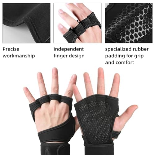 Supportive Breathable Gym Gloves for Men/Women, Wrist Support, Cross Training, Cycling, Rowing, Weight Lifting