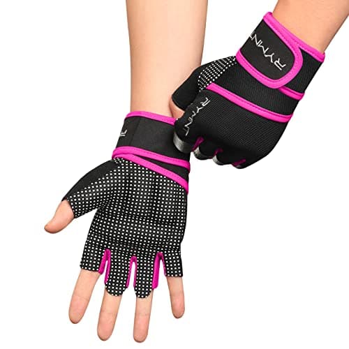 Wrist Support Workout Gloves for Men & Women - Full Palm Protection & Extra Grip — Pink