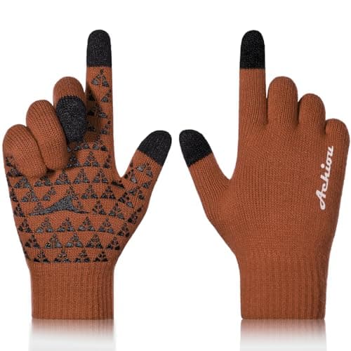 Achiou Winter Gloves for Men & Women - Touch Screen Compatible Warm Running Gloves — Burnt Orange