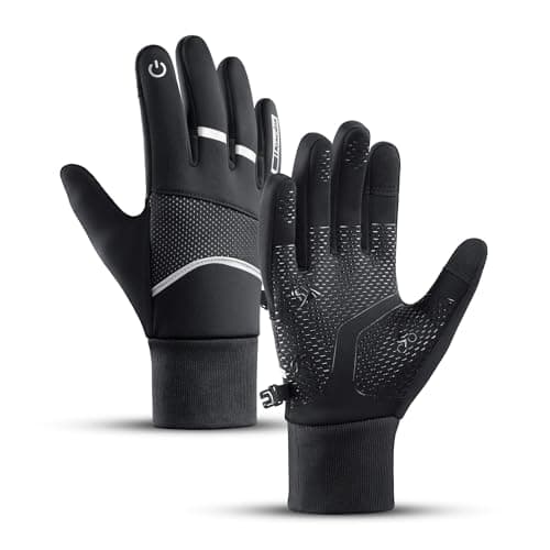 KynciLOR Thermal Winter Gloves with Touchscreen for Men and Women Anti-Slip Grip — Black