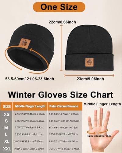 Rigwarl Men's Warm Hat & Waterproof Touchscreen Gloves Set
