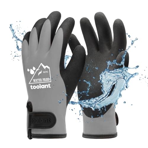 100% Waterproof Gloves for Men and Women, Touchscreen, Thermal Freezer Work Gloves, Blue, X-Large — Grey