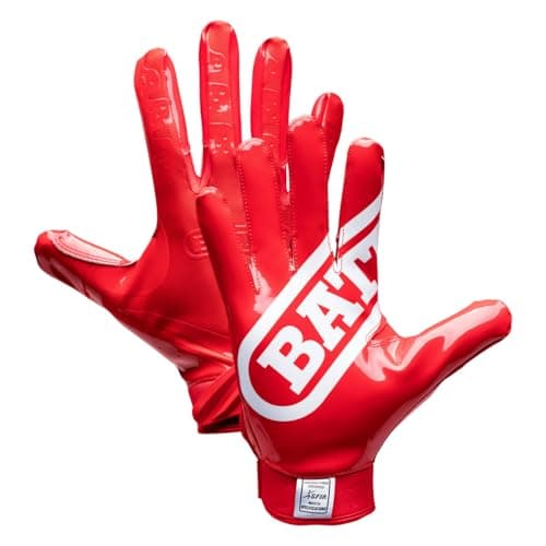 Battle Sports Ultra Stick Football Gloves - For Adults and Youth — Red