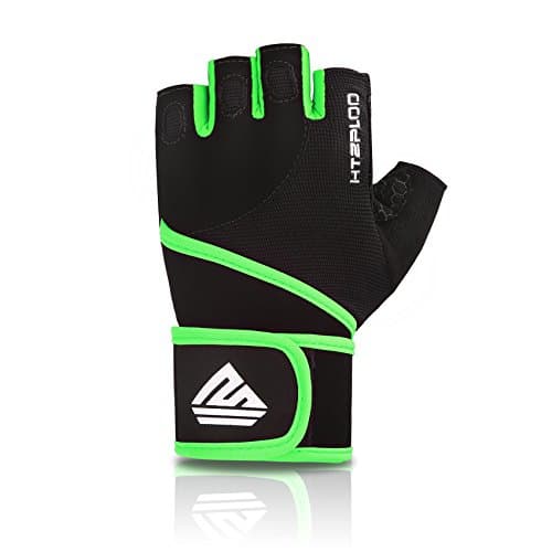 Men's & Women's Workout Gloves - Full Palm Pad, Wrist Support, Enhanced Grip, Fitness Training — Black&Green