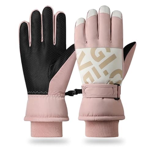 RIGWARL Unisex Waterproof Touchscreen Ski Gloves with Thermal Insulation — Pink